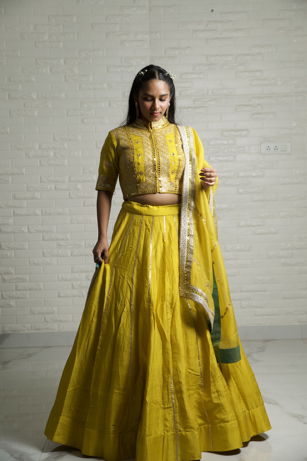 Lemon Yellow Abhla Lehenga