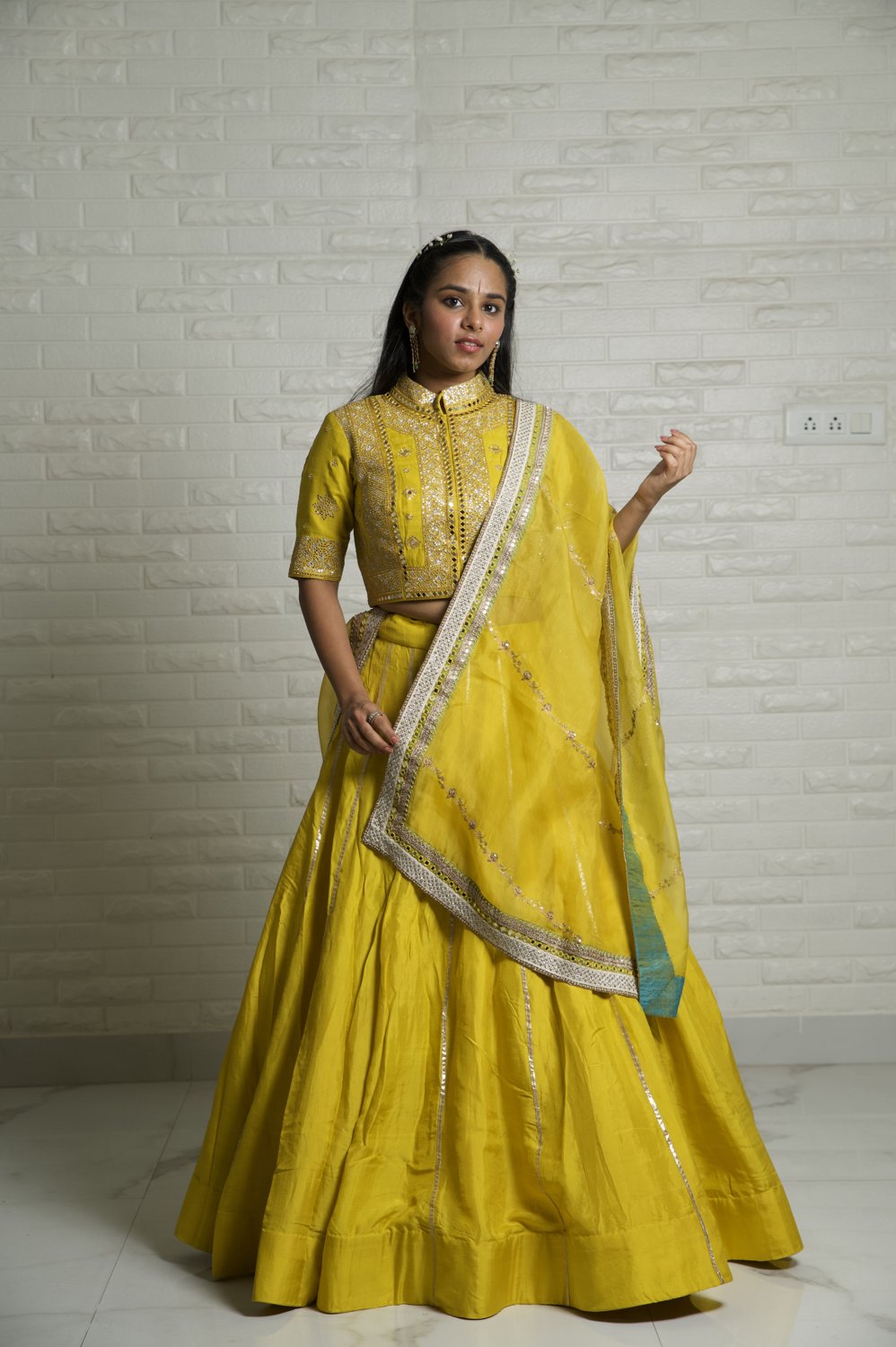Lemon Yellow Abhla Lehenga