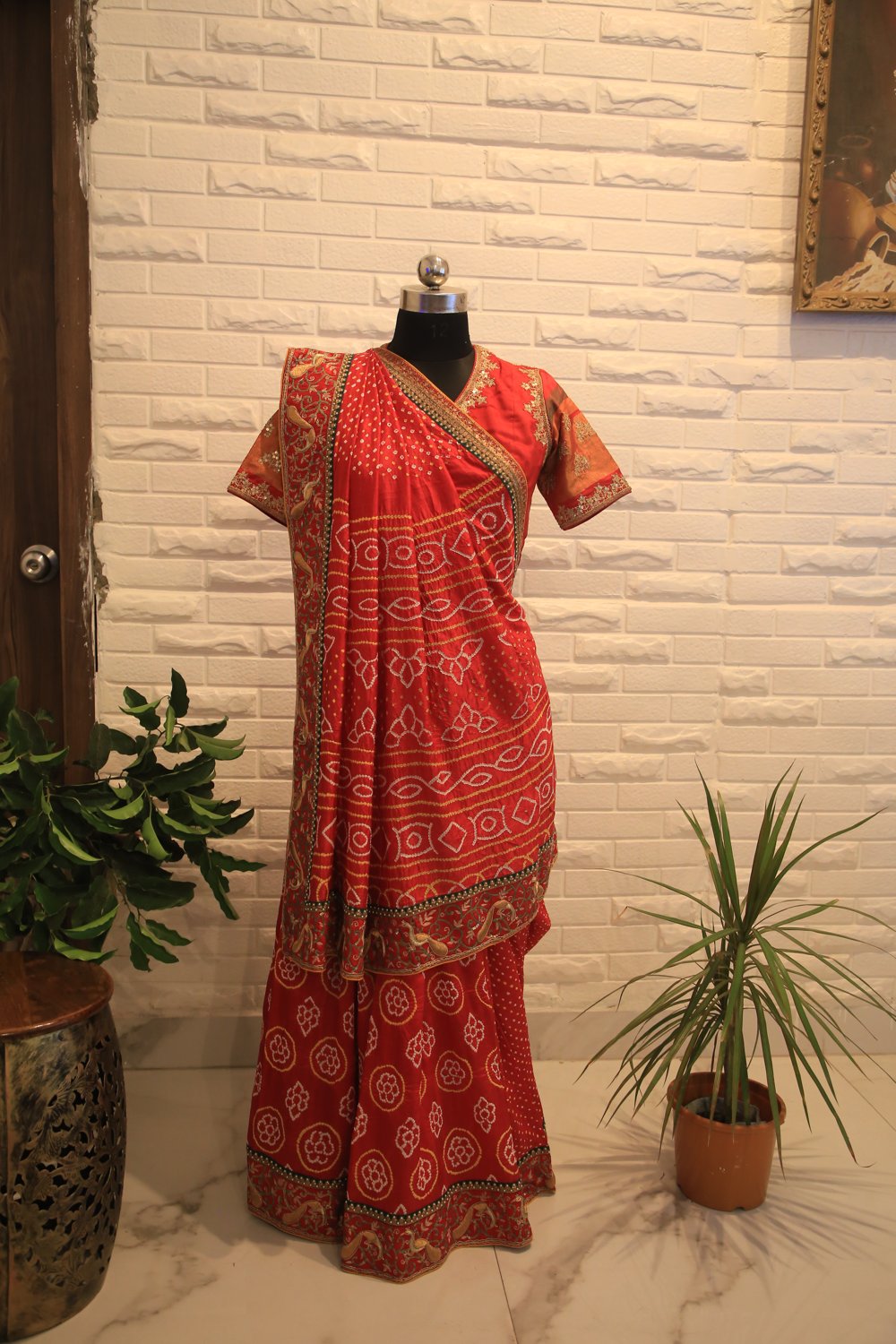 Coral Bandhej Georgette Saree