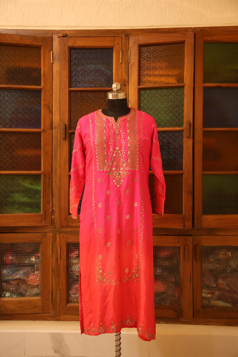 Rani Pink Embroidered Kurta Set