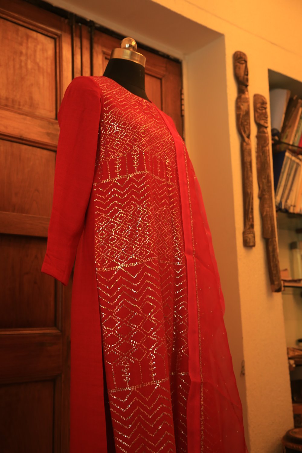 Ruby Chikan Kurta Set