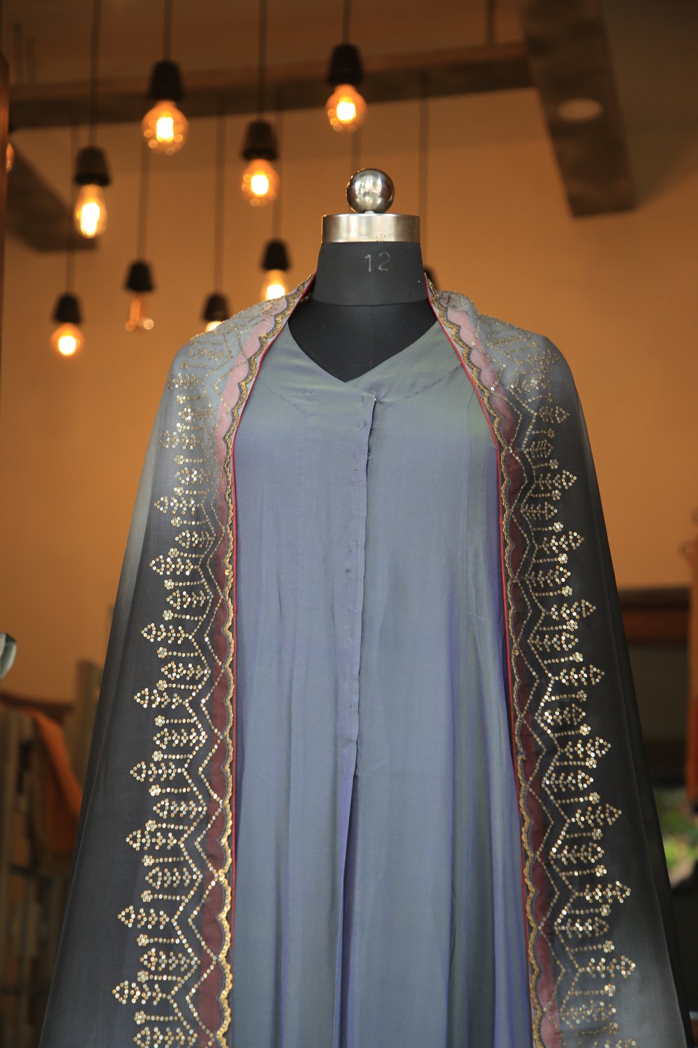 Slate Ombre Cape Kurta