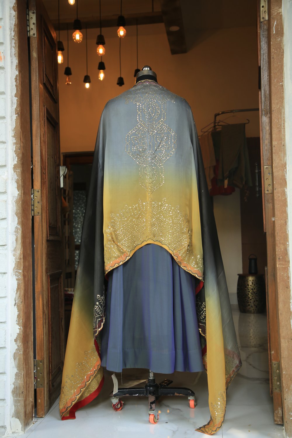 Slate Ombre Cape Kurta